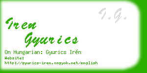 iren gyurics business card